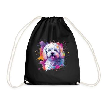 Maltesische bunte Hunde-Splash-Kunst - Turnbeutel - Schwarz - Vorne