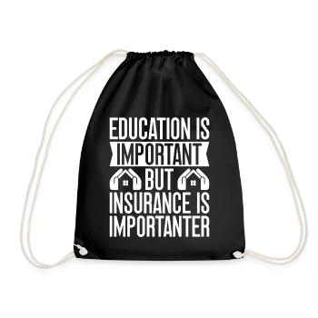Insurance Agent Costume Education Important Funny - Drawstring Bag - black - Front