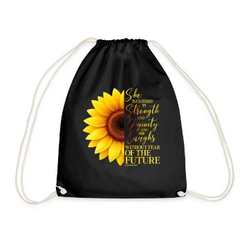Christian Sunflower Positivity God Religion - Drawstring Bag - black - Front