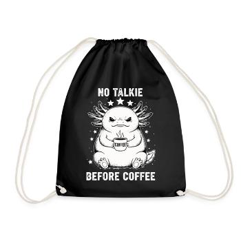 No conversation in front of coffee lover axolotl - Drawstring Bag - black - Front