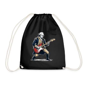 George Washington Playing Electric Guitar Rocker - Drawstring Bag - black - Front
