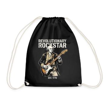 George Washington Playing Electric Guitar Rocker - Drawstring Bag - black - Front