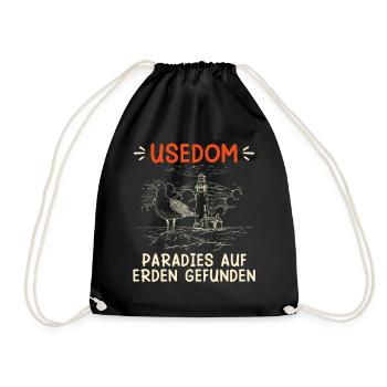 USEDOM PARADIES AUF ERDEN GEFUNDEN Lustig - Turnbeutel - Schwarz - Vorne