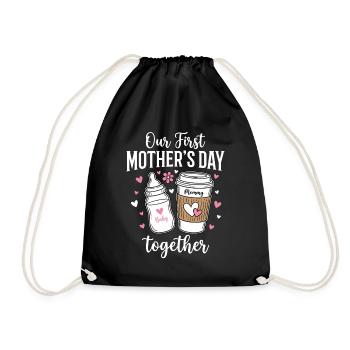 First Mothers Day Together Gift Mom - Drawstring Bag - black - Front