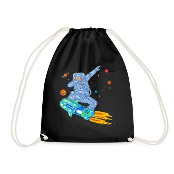 Astronaut Hoverboard Space Shirt - Drawstring Bag - black - Front