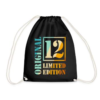 12e anniversaire garçon fille adolescente niveau 12 - Sac de sport léger - noir - Devant