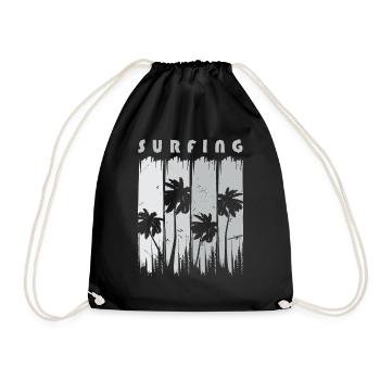 Surf Surfen Surfer - Turnbeutel - Schwarz - Vorne