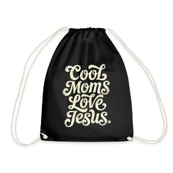 Vintage Script: Cool Moms Love Jesus - Turnbeutel - Schwarz - Vorne