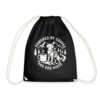Powered By Coffee And Dog Hikes Design - Drawstring Bag - black - Front