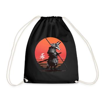 Samurai Fox Warrior at Sunset - Drawstring Bag - black - Front