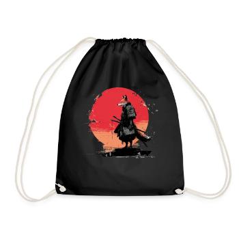 Fox Samurai at Sunset - Drawstring Bag - black - Front