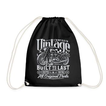 1976 Vintage Birthday Vintage Motorcycle Gift - Drawstring Bag - black - Front