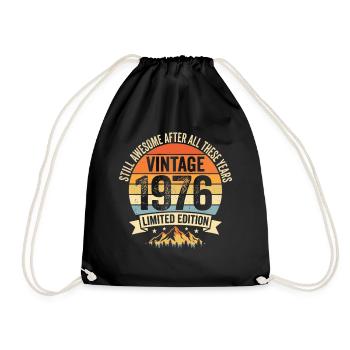 Jahrgang 1976 Retro Geburtstags Design  - Turnbeutel - Schwarz - Vorne