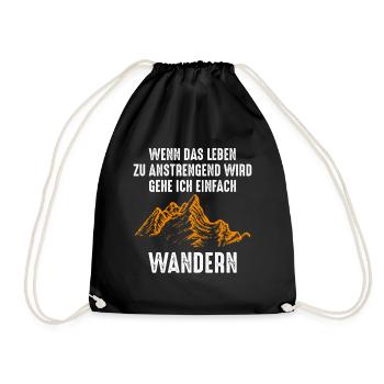 Wandern Spruch Bergmotiv - Turnbeutel - Schwarz - Vorne