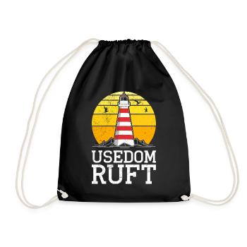 Insel USEDOM RUFT Ostsee Usedom Urlaub Lustig - Turnbeutel - Schwarz - Vorne