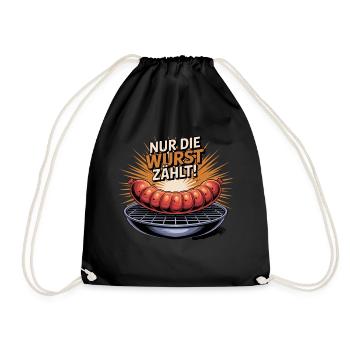  Nur Die Wurst Zählt Grillen BBQ Bratwurst Spruch - Turnbeutel - Schwarz - Vorne
