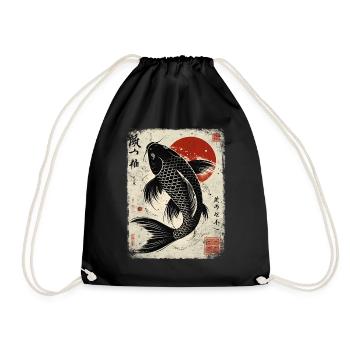 Koi-Karpfen Japanische Kunst Zen-Symbol - Turnbeutel - Schwarz - Vorne