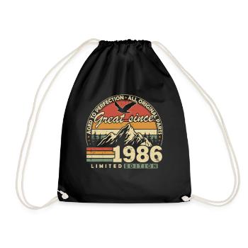 Cadeau d’anniversaire vintage original de 1986 - Sac de sport léger - noir - Devant