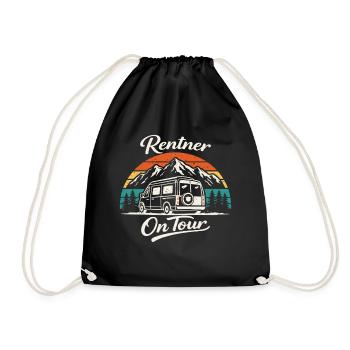 Pensioner On Tour Camping Shirt Motorhome - Drawstring Bag - black - Front