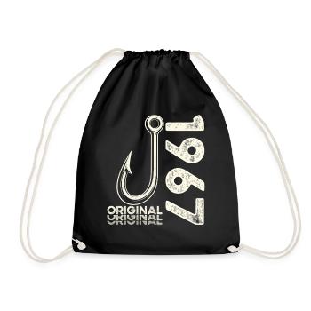 64th Birthday Gift Angler Fishing Man 1967 - Drawstring Bag - black - Front