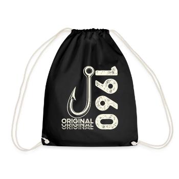 66th Birthday Gift Angler Fishing Man 1960's - Drawstring Bag - black - Front