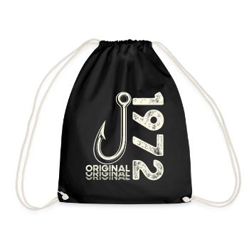 54th Birthday Gift Angler Fishing Man 1972 - Drawstring Bag - black - Front