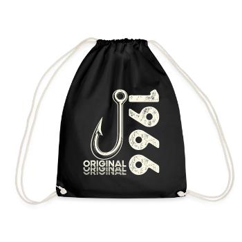 60th Birthday Gift Angler Fishing Man 1966 - Drawstring Bag - black - Front