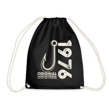 50th Birthday Gift Angler Fishing Man 1976 - Drawstring Bag - black - Front