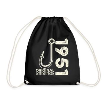 75th Birthday Gift Angler Fishing Man 1951 - Drawstring Bag - black - Front