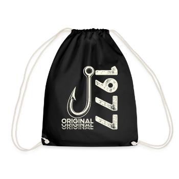 49th Birthday Gift Angler Fishing Man 1977 - Drawstring Bag - black - Front