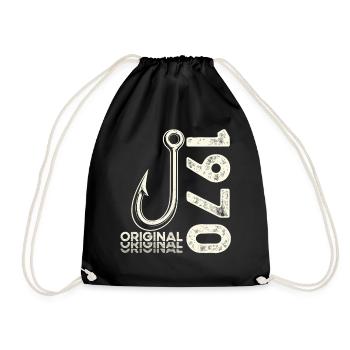 56th Birthday Gift Angler Fishing Man 1970's - Drawstring Bag - black - Front