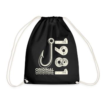 45th Birthday Gift Angler Fishing Man 1981 - Drawstring Bag - black - Front