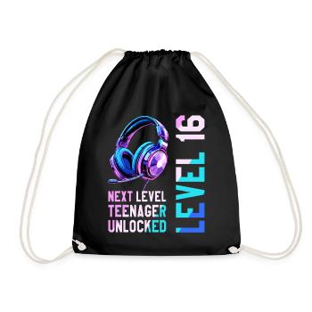 16e anniversaire garçon fille adolescente niveau 16 - Sac de sport léger - noir - Devant