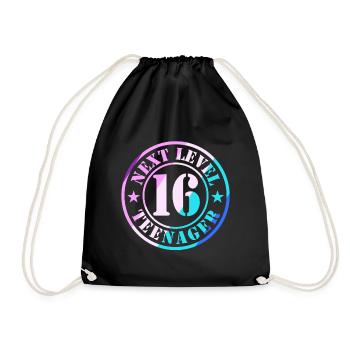16e anniversaire garçon fille adolescente niveau 16 - Sac de sport léger - noir - Devant