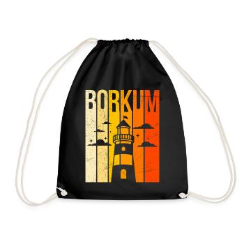 Borkumer Insel BORKUM Nordsee Urlaub Lustig - Turnbeutel - Schwarz - Vorne