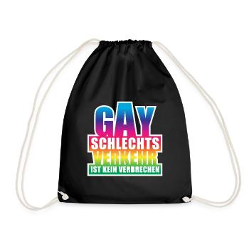 Gay schlechtsverkehr  / Lustiges Wortspiel, Pride - Turnbeutel - Schwarz - Vorne