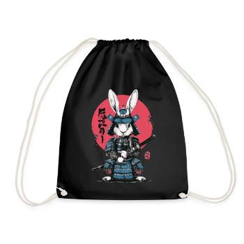 Bunny Samurai in Armor - Drawstring Bag - black - Front