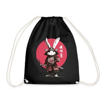 Bunny Samurai in Armor - Drawstring Bag - black - Front