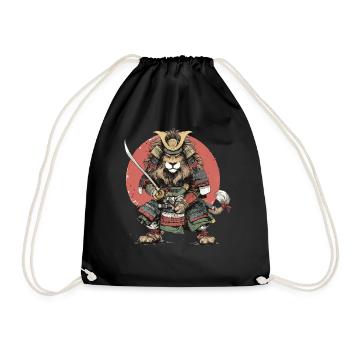 Lion Samouraï en armure - Sac de sport léger - noir - Devant