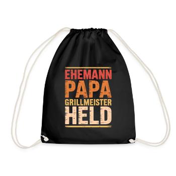 Ehemann Papa Grillmeister Held - Turnbeutel - Schwarz - Vorne