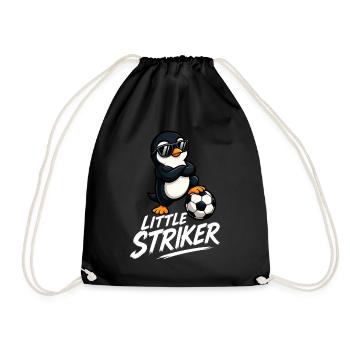 Cool Penguin Soccer Player Cartoon Kids - Drawstring Bag - black - Front