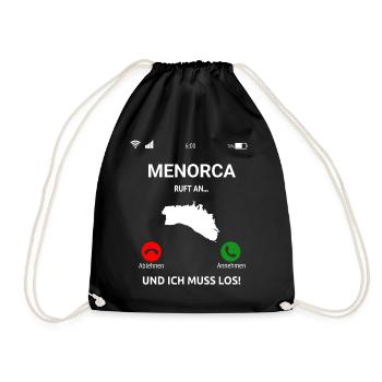 Menorca Ruft An Urlaub Balearen Insel Idee - Turnbeutel - Schwarz - Vorne