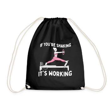 If Youre Shaking Its Working Pilates Humor - Drawstring Bag - black - Front