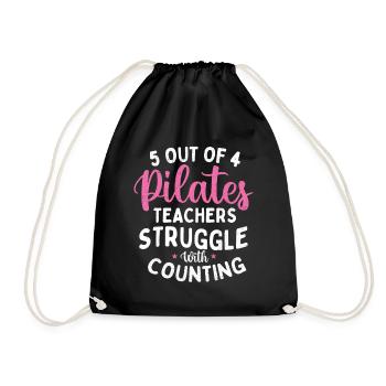 5 Out Of 4 Pilates Teachers Counting Joke - Drawstring Bag - black - Front