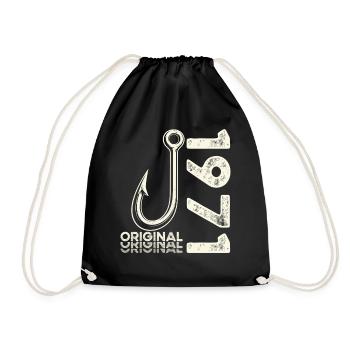 55th Birthday Gift Angler Fishing Man 1971 - Drawstring Bag - black - Front