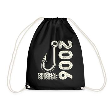 20th Birthday Gift Angler Fishing Man 2006 - Drawstring Bag - black - Front