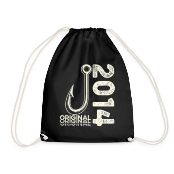 12th Birthday Gift Angler Fishing Man 2014 - Drawstring Bag - black - Front