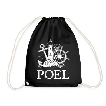 Poel Souvenier ISLAND POEL BALTIC SEA Retro Funny - Drawstring Bag - black - Front
