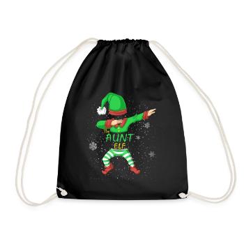 The Aunt Elf Shirt - Family Matching Christmas Tee - Drawstring Bag - black - Front