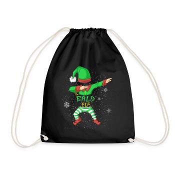 The Bald Elf Shirt - Family Matching Christmas Tee - Drawstring Bag - black - Front